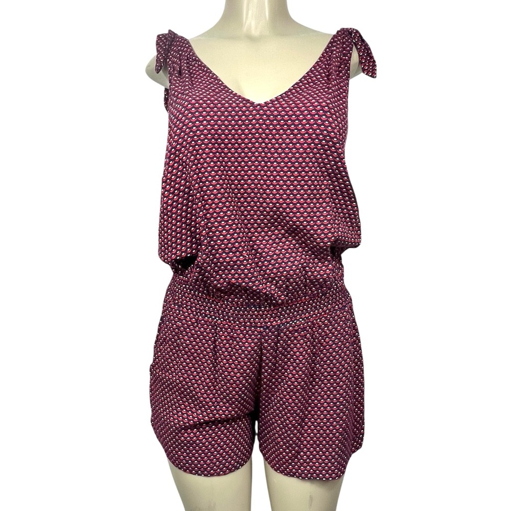 Splendid Red and Black Patterned Garment Romper Jumpsuit Size Medium. A-428